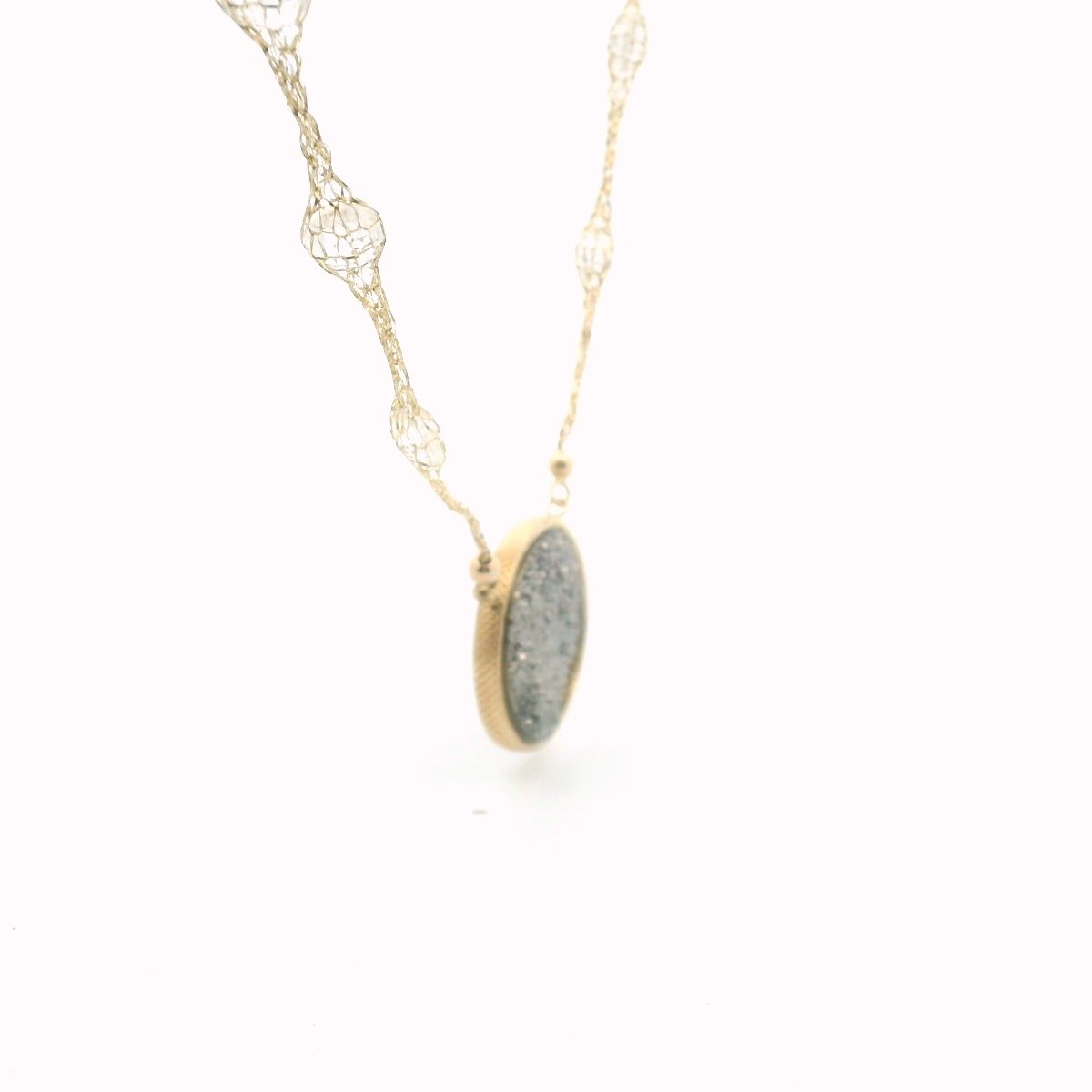 Milor 14K Yellow Gold Druzy Quartz Necklace