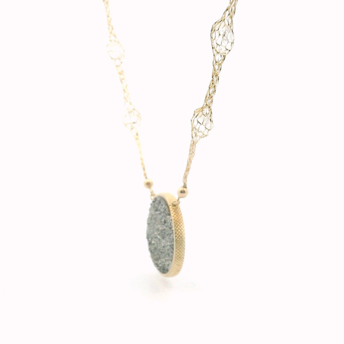 Milor 14K Yellow Gold Druzy Quartz Necklace