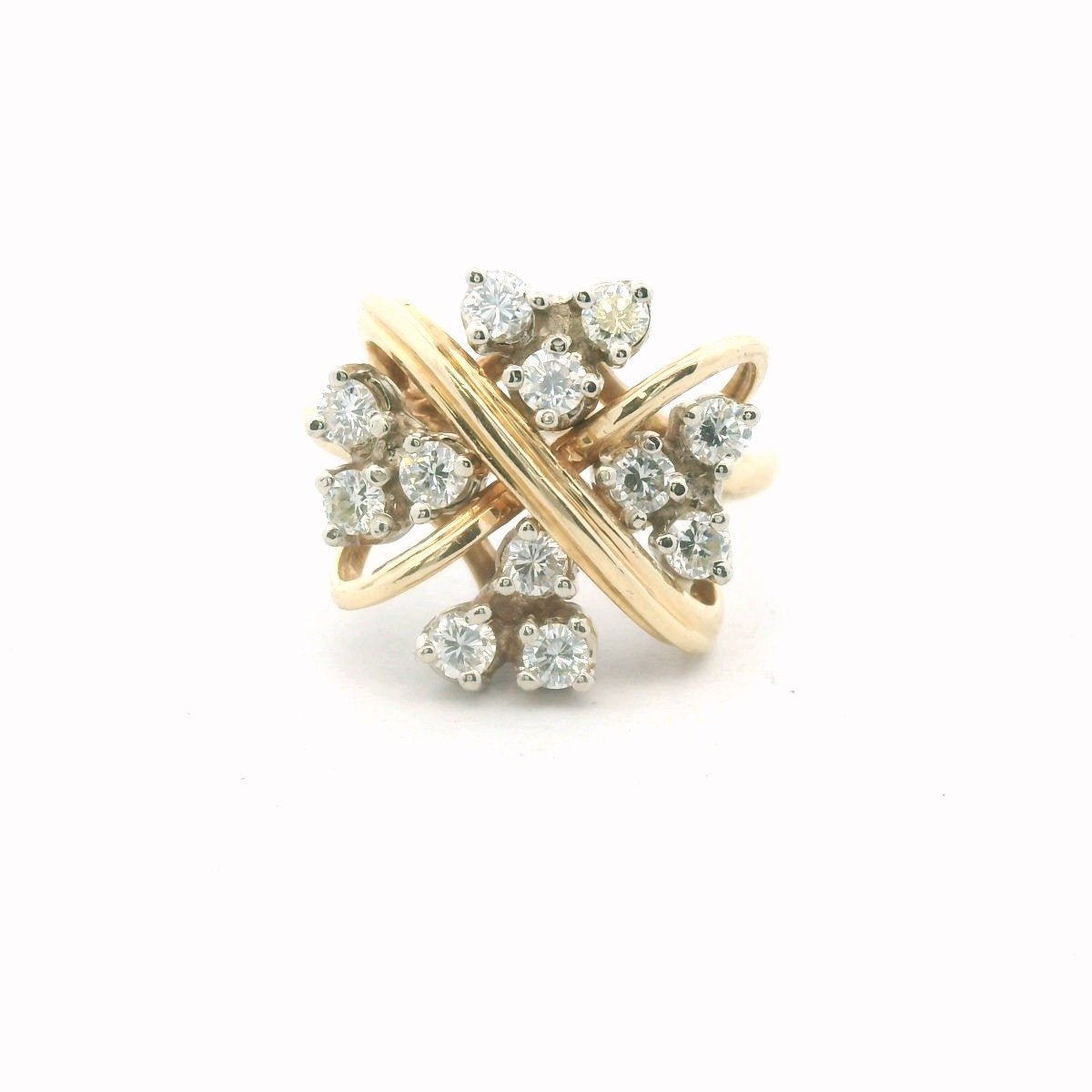 Vintage 14K Yellow Gold Diamond Cluster Ring