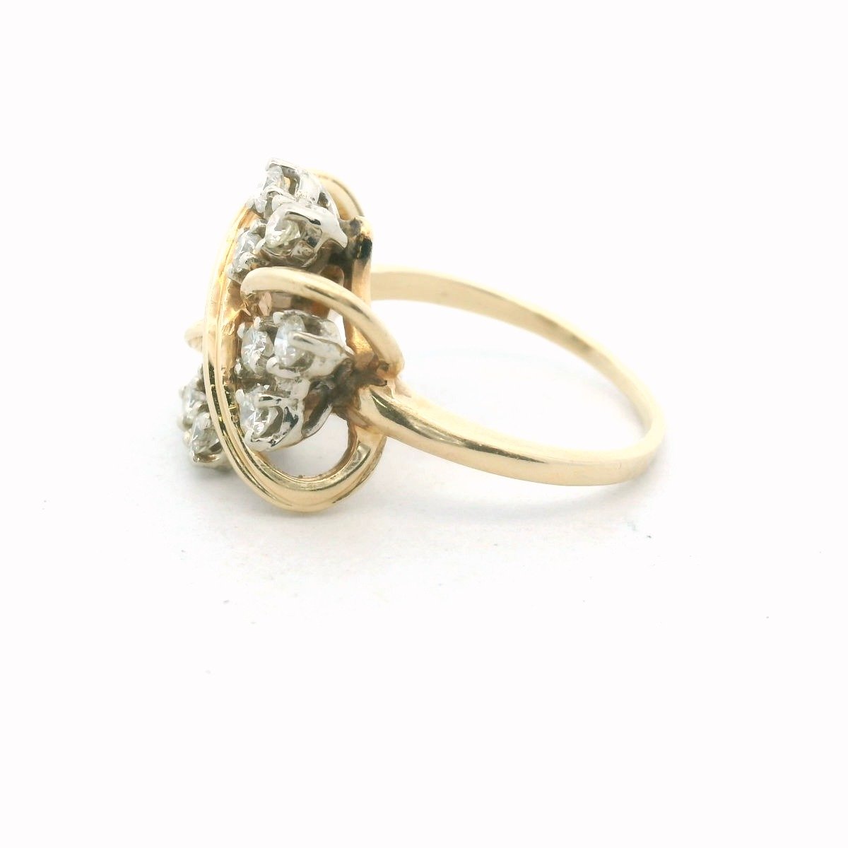 Vintage 14K Yellow Gold Diamond Cluster Ring