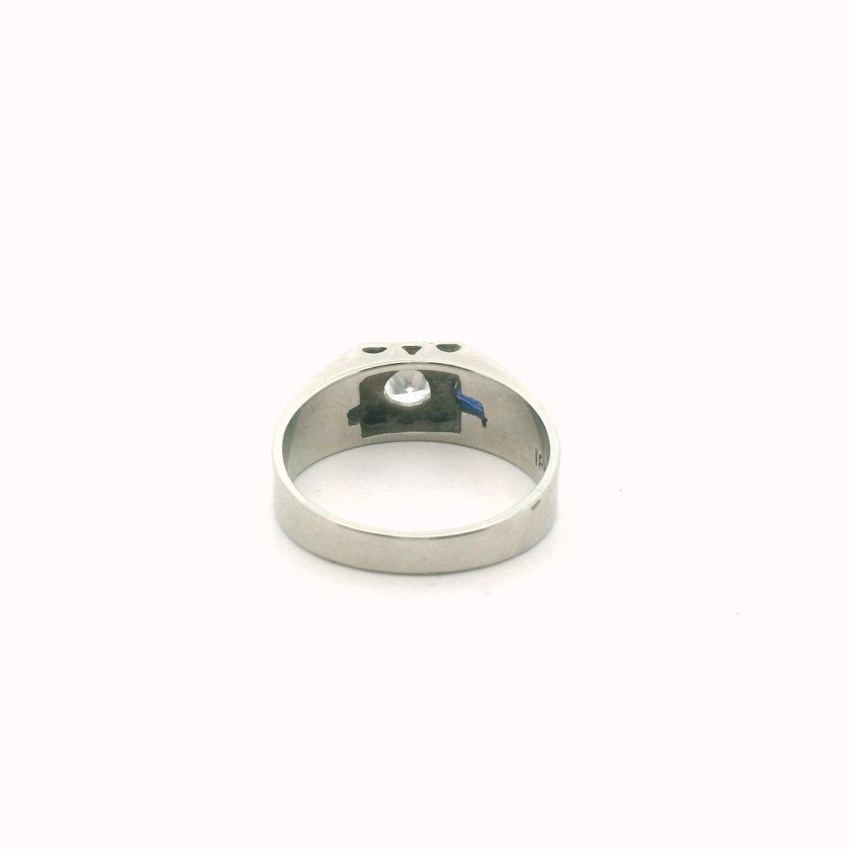 Antique 18K White Gold Art Deco Diamond & Lab Created Sapphire Ring