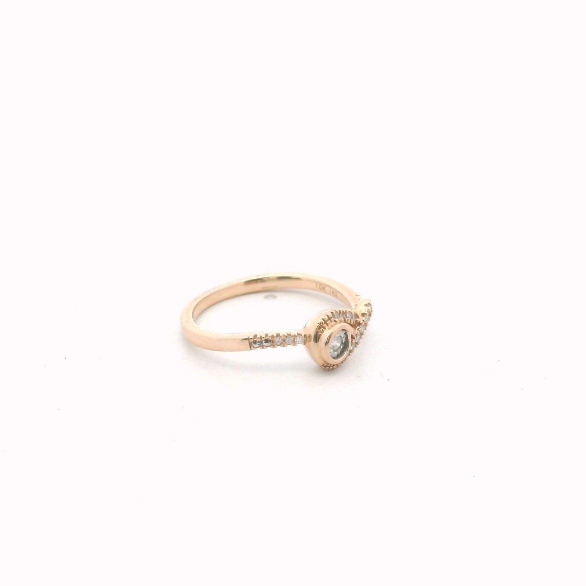 10K Rose Gold Diamond Interwoven Ribbon Ring
