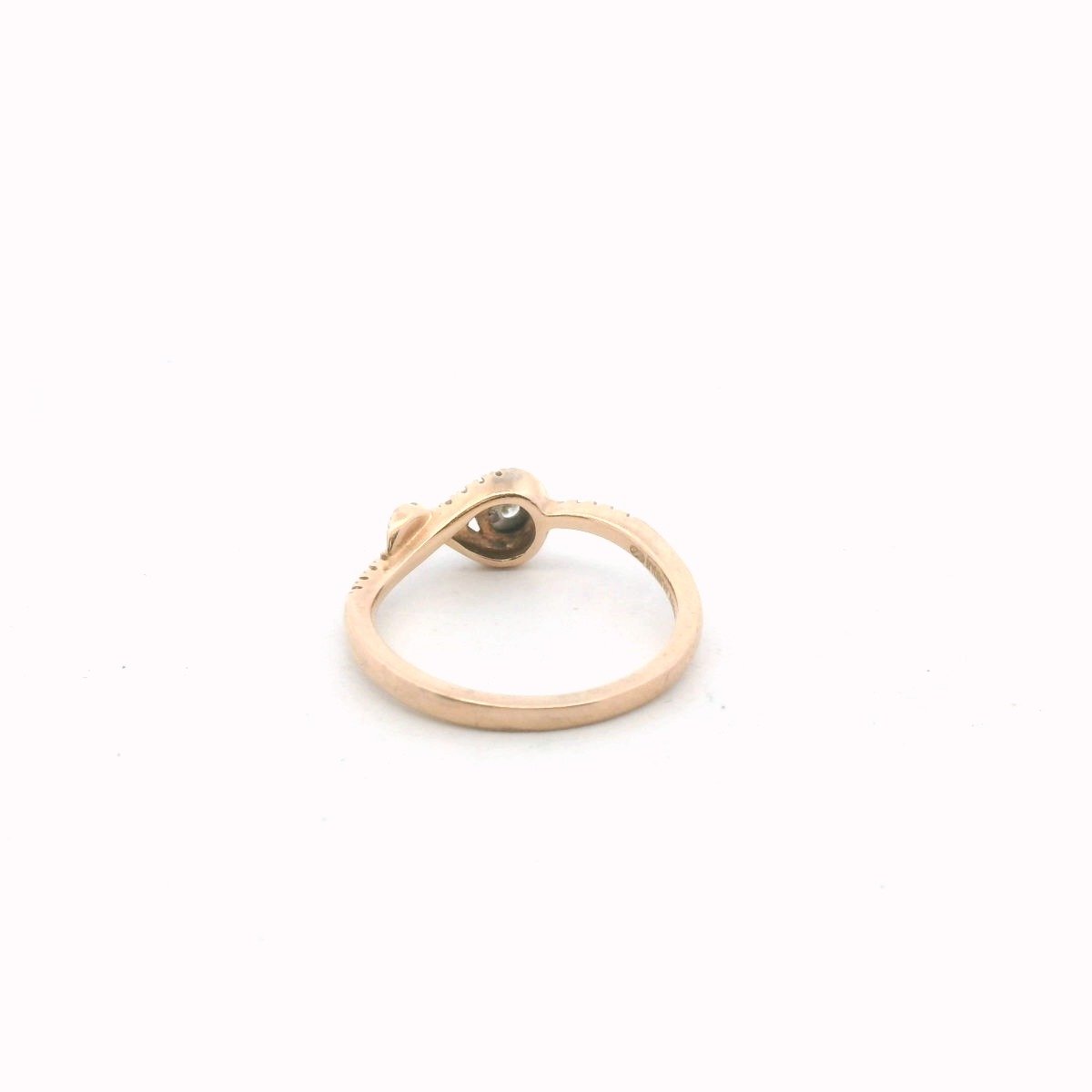 10K Rose Gold Diamond Interwoven Ribbon Ring