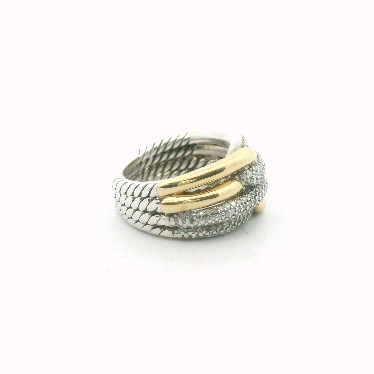 David Yurman 18K Yellow Gold & Sterling Silver Diamond Labyrinth Ring