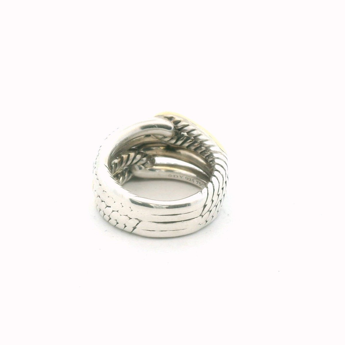David Yurman 18K Yellow Gold & Sterling Silver Diamond Labyrinth Ring