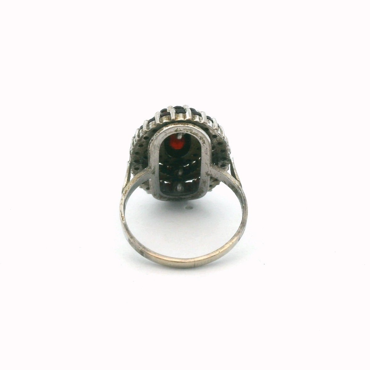 Vintage 950 Silver Bohemian Garnet Ring