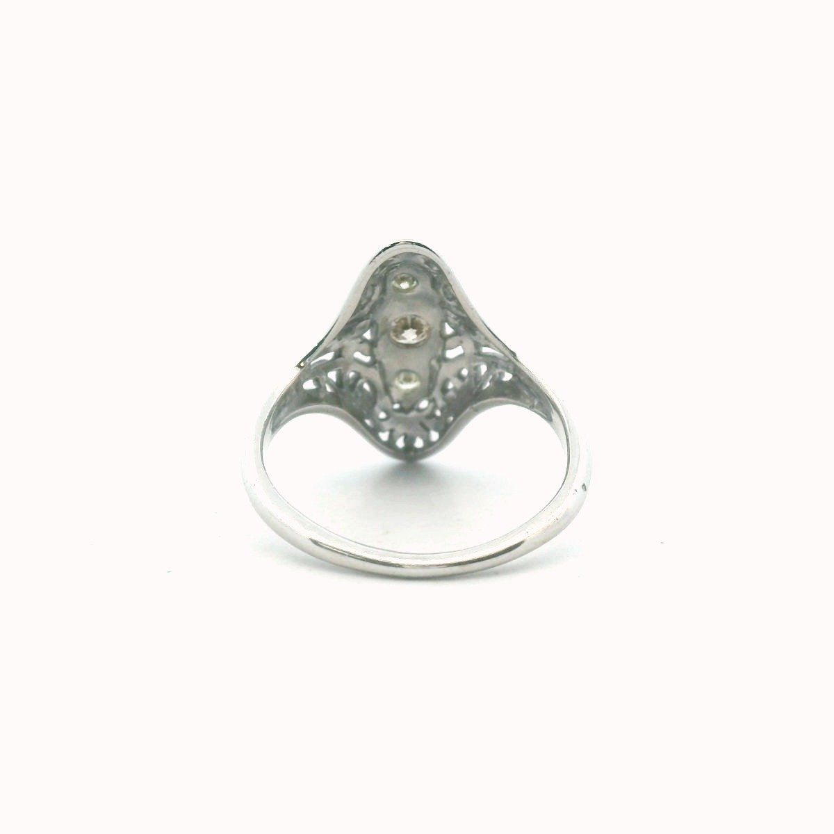 14K White Gold Diamond Filigree Ring