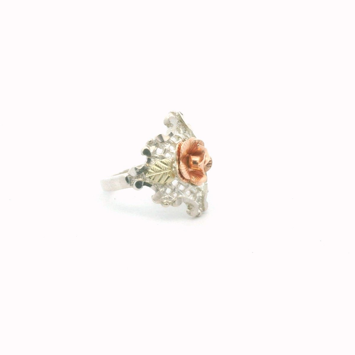 Sterling Silver & 12K Gold Flower Accent Ring