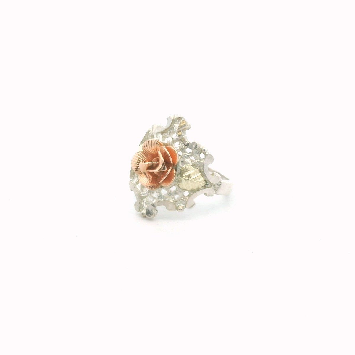 Sterling Silver & 12K Gold Flower Accent Ring