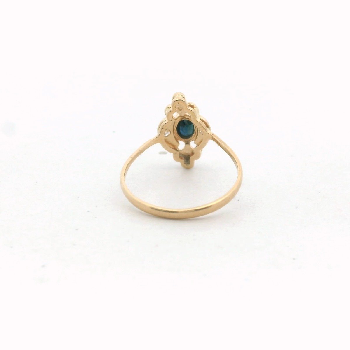 Vintage 14K Yellow Gold Diamond & Sapphire Ring