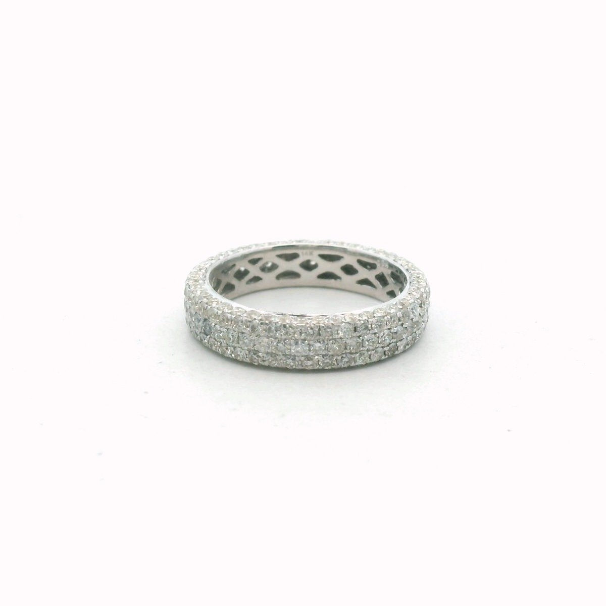 14K White Gold Pave Set Diamond Eternity Band