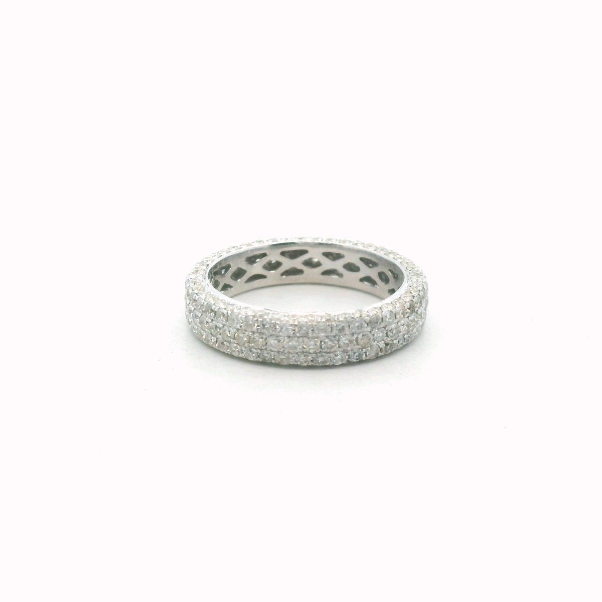 14K White Gold Pave Set Diamond Eternity Band