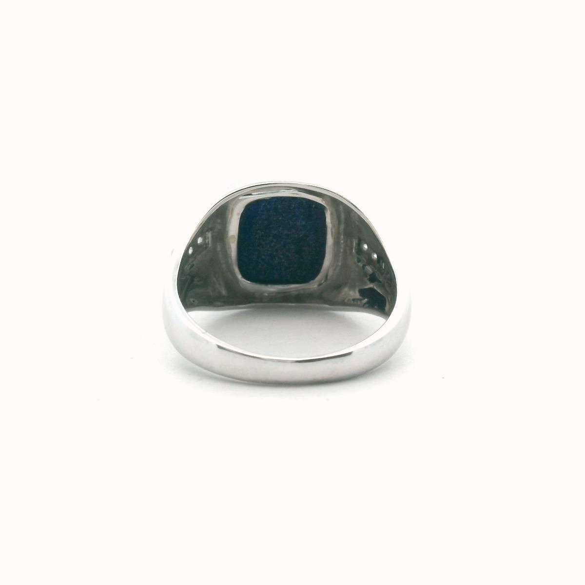 14K White Gold Mens Diamond Lapis Lazuli Ring