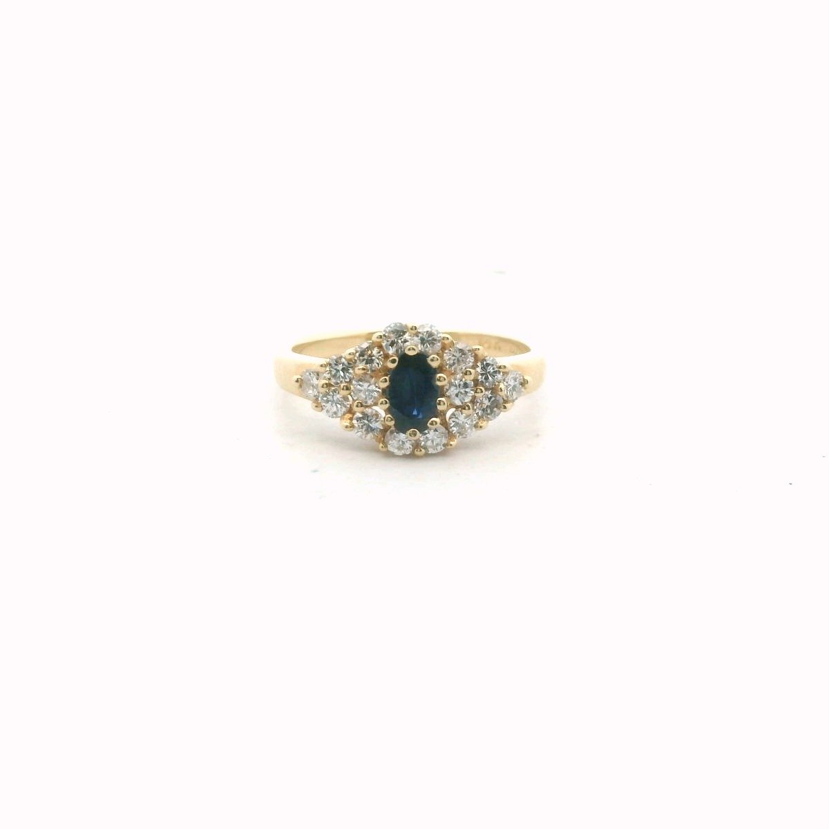 14K Yellow Gold Diamond & Sapphire Ring
