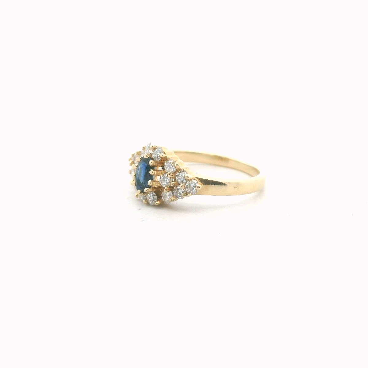14K Yellow Gold Diamond & Sapphire Ring