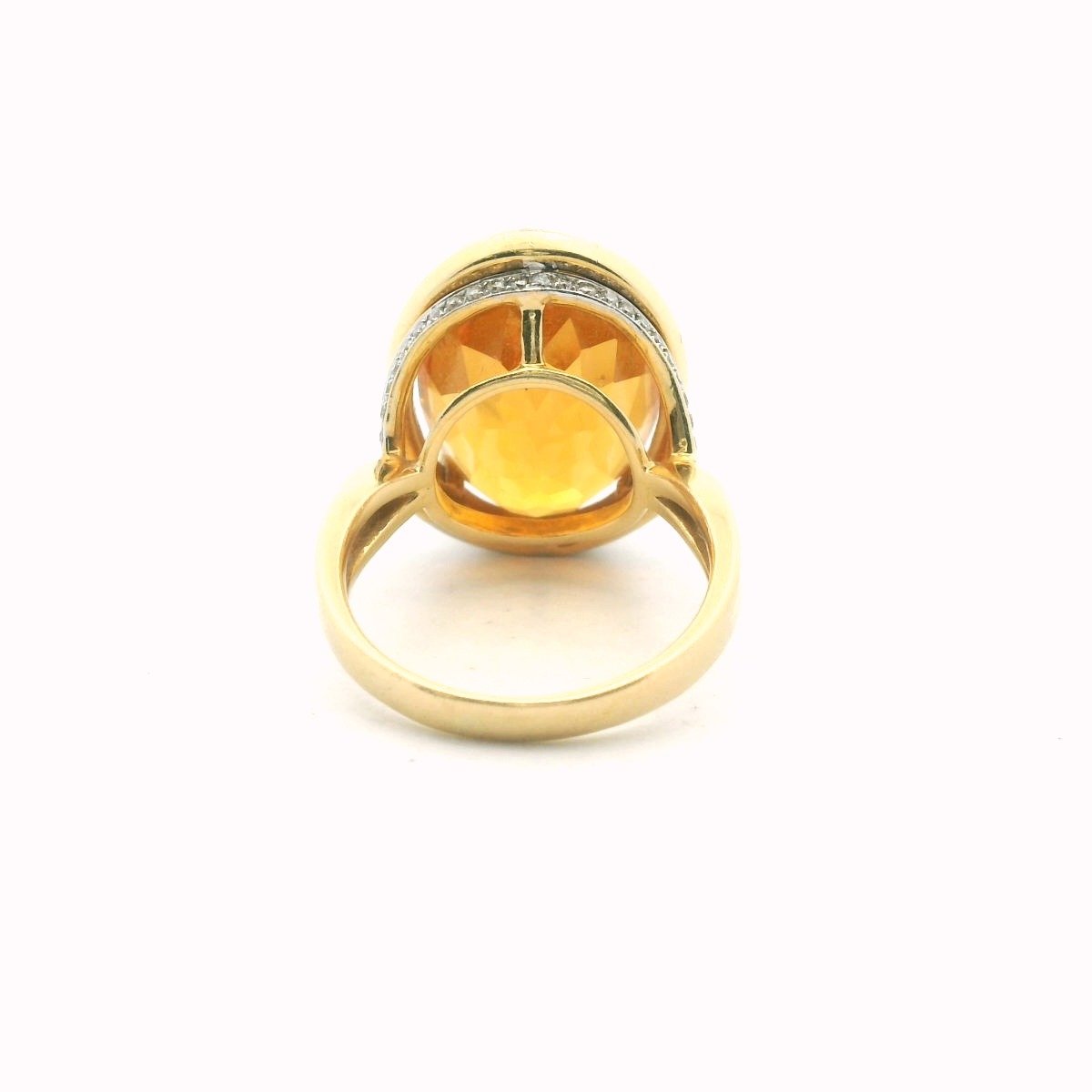 18K Yellow Gold Diamond & Citrine Ring