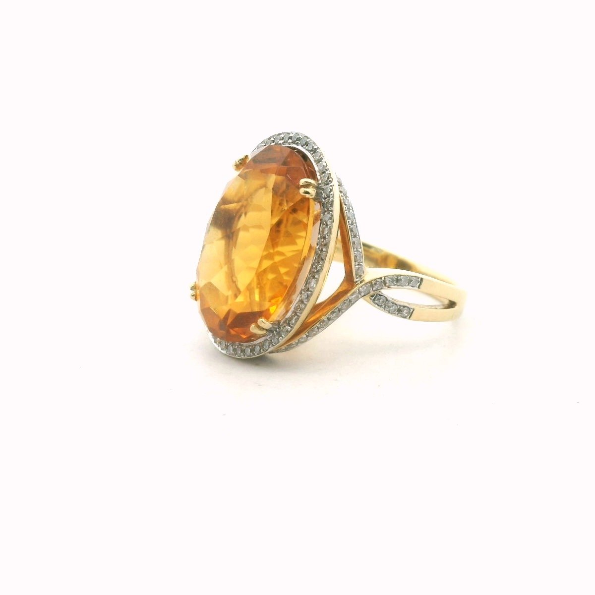 18K Yellow Gold Diamond & Citrine Ring