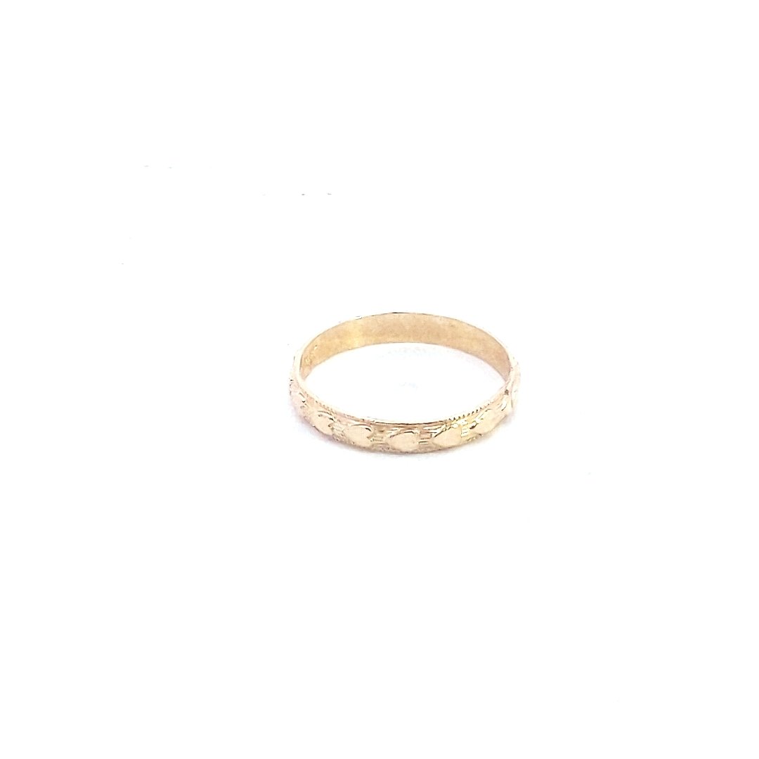 Vintage $150 14K Yellow Gold Heart Design Baby Band Ring
