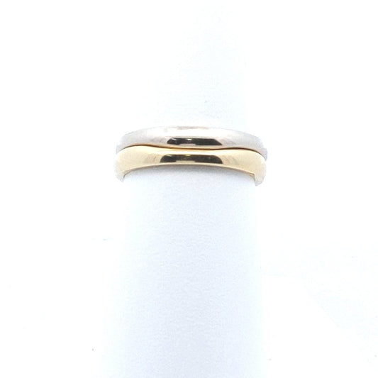 18K Yellow Gold Pair of Cartier Stackable 2 Tone Wavy Interlocking Bands