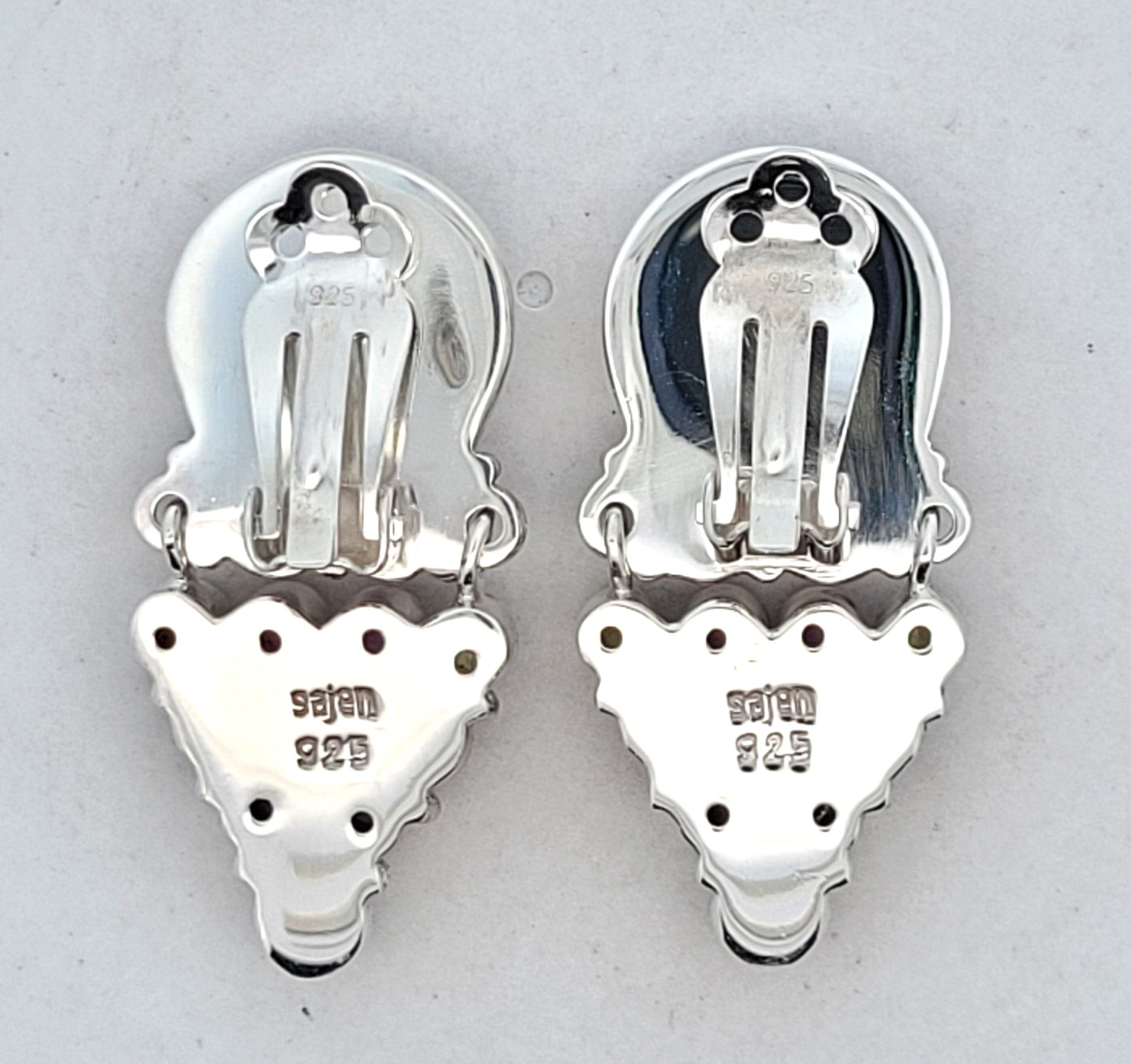 Sajen Sterling Silver Multi-Stone Clip-On Earrings