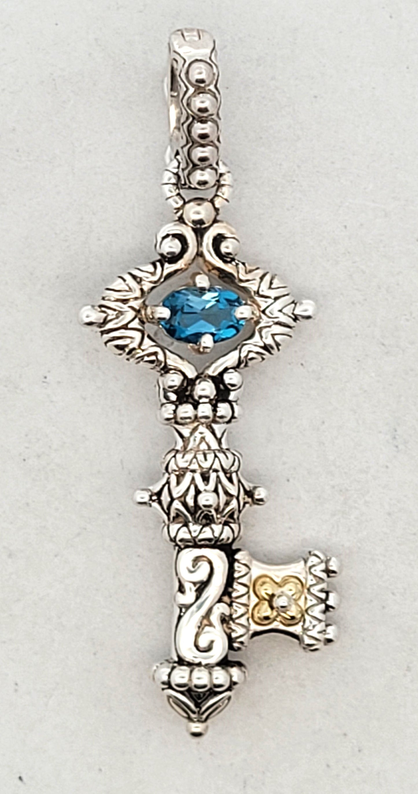 Bixby Sterling Silver & 18K Gold Blue Topaz Key Enhancer Pendant