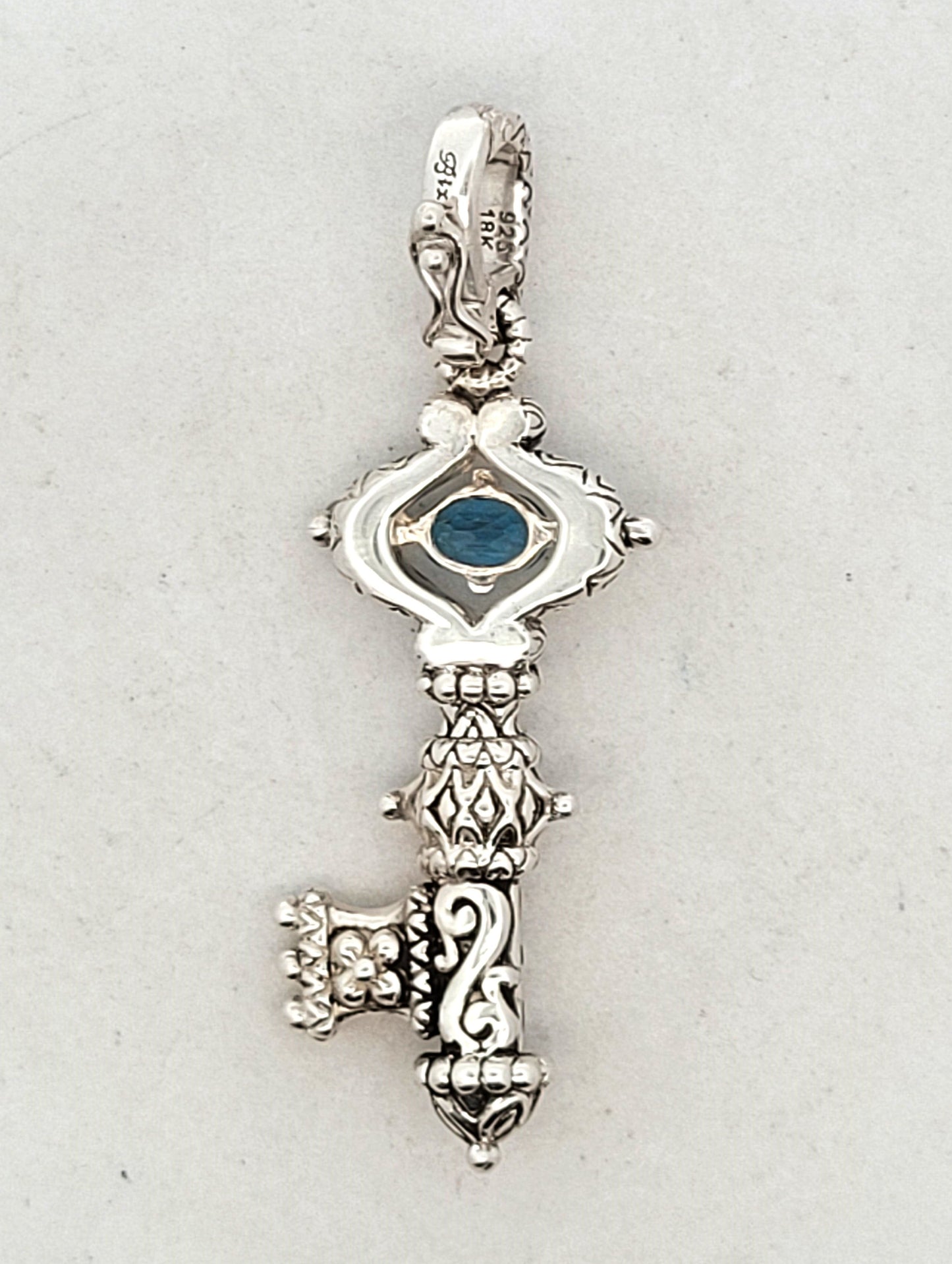 Bixby Sterling Silver & 18K Gold Blue Topaz Key Enhancer Pendant