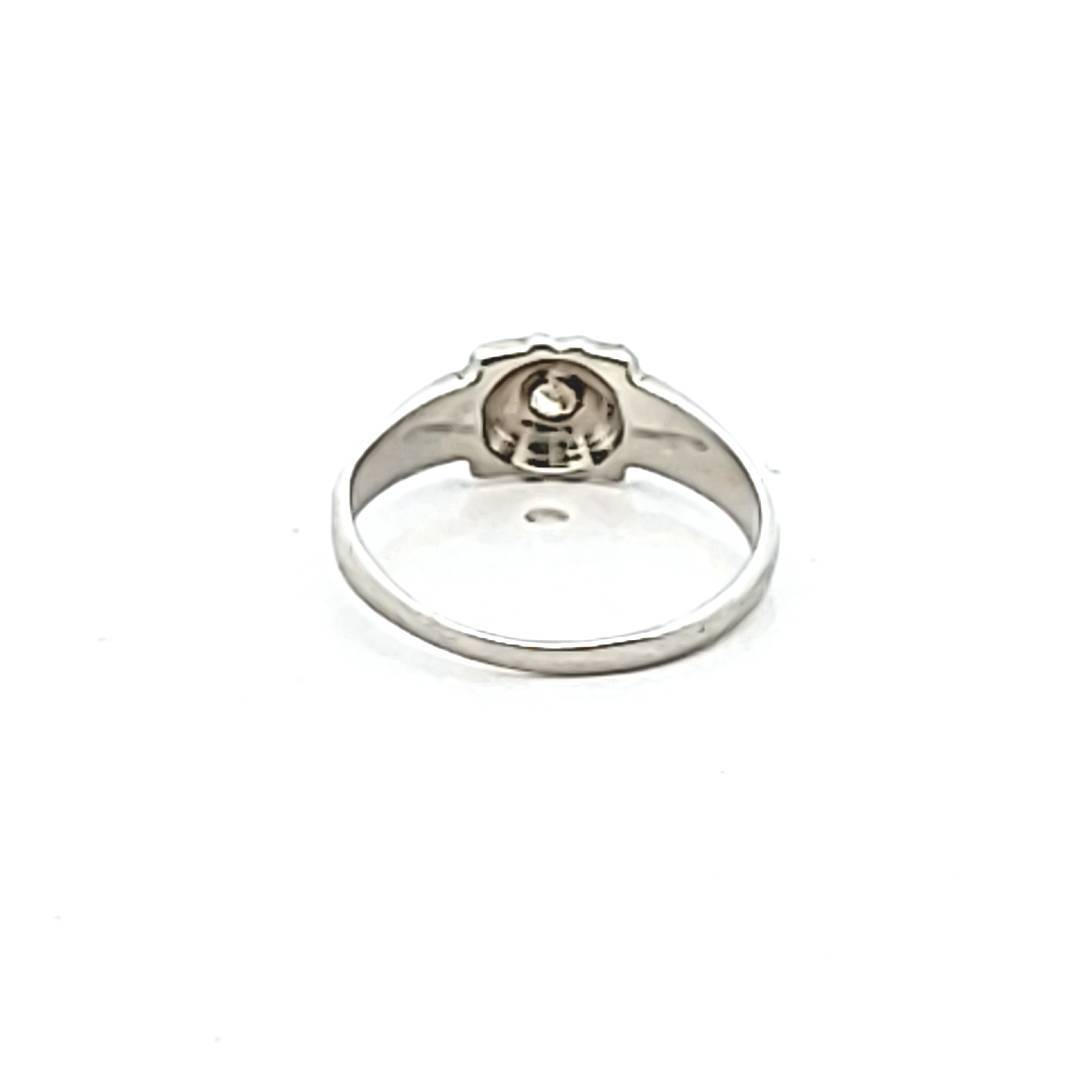 Antique 14K White Gold Art Deco Natural Diamond Baby Ring