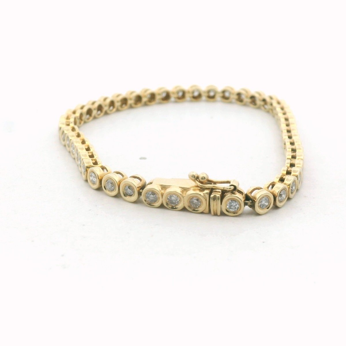 14K Yellow Gold Bezel Set Diamond Line Bracelet
