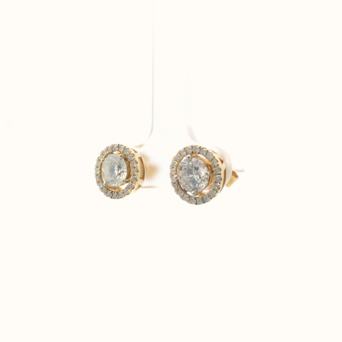 14K Yellow Gold Diamond Halo Stud Earrings