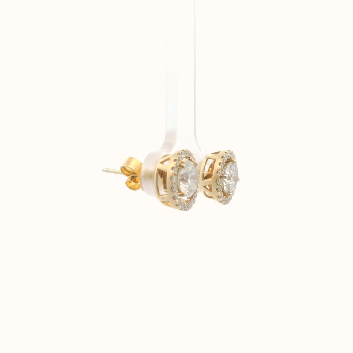 14K Yellow Gold Diamond Halo Stud Earrings