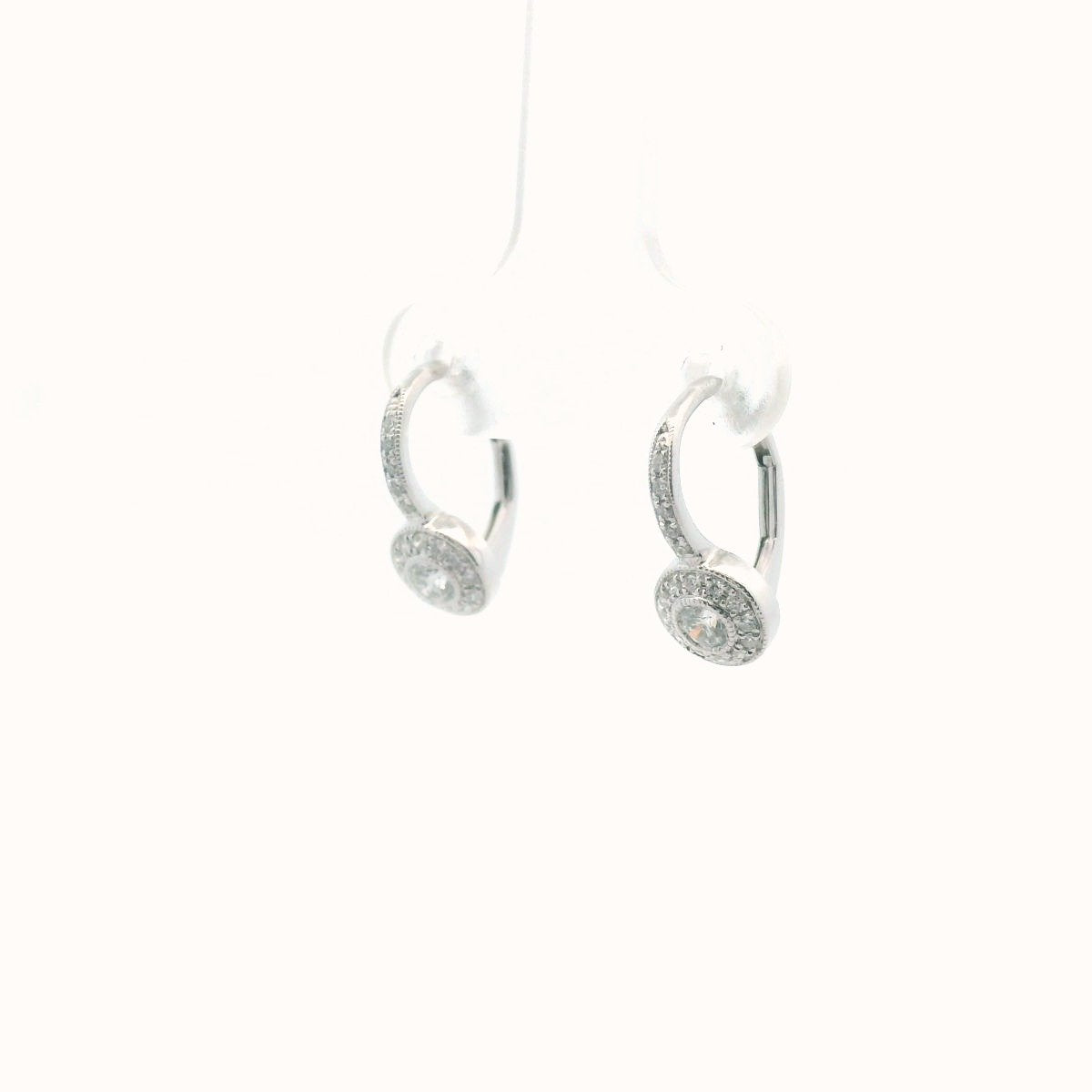 14K White Gold Diamond Milgrain Accent Earrings