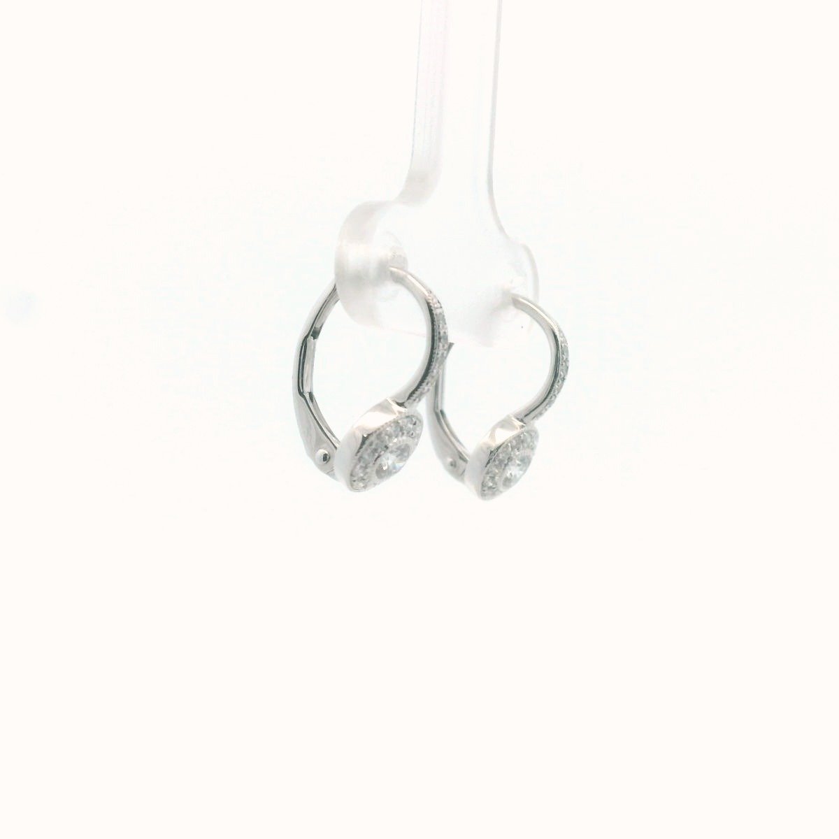 14K White Gold Diamond Milgrain Accent Earrings