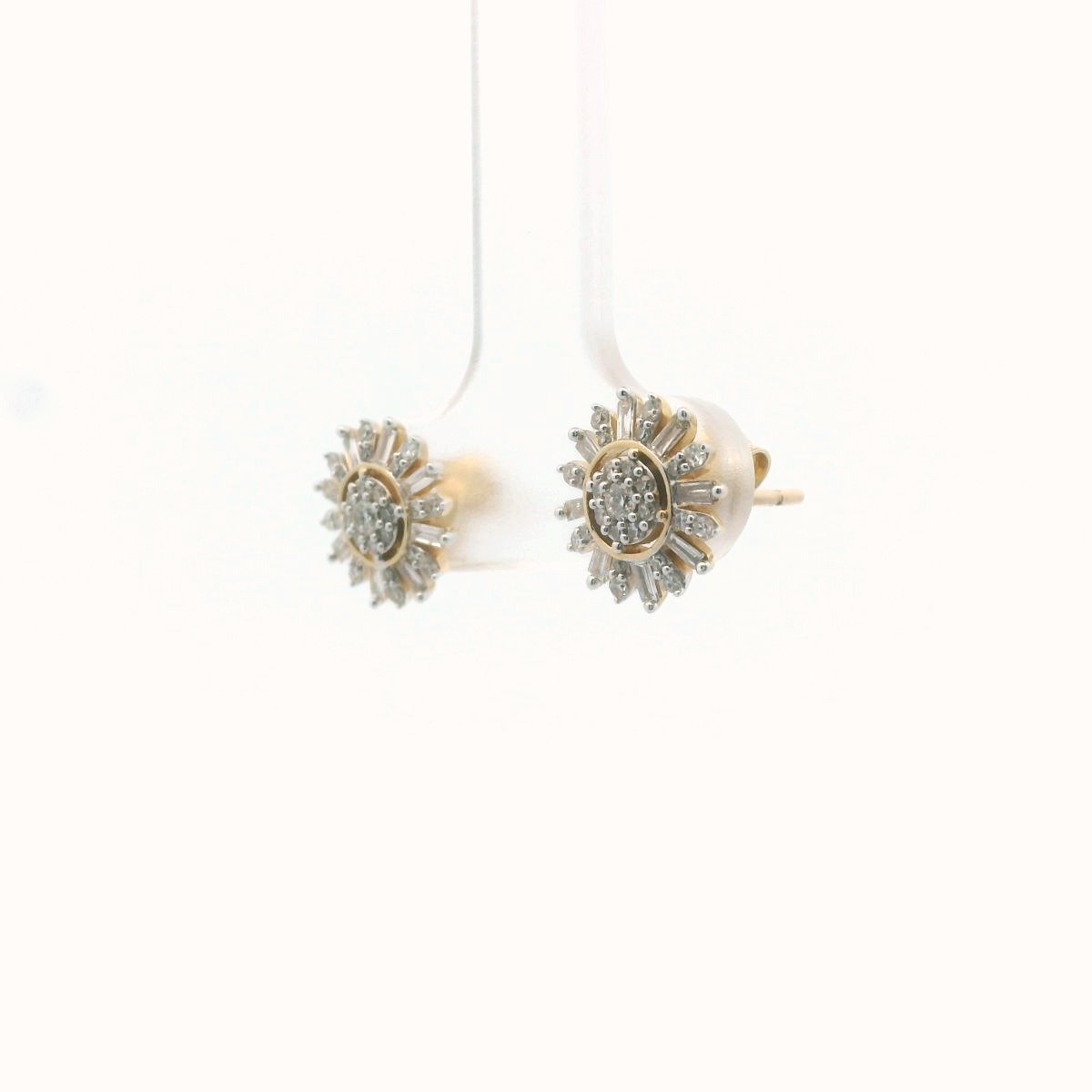 14K Yellow Gold Diamond Cluster Earrings