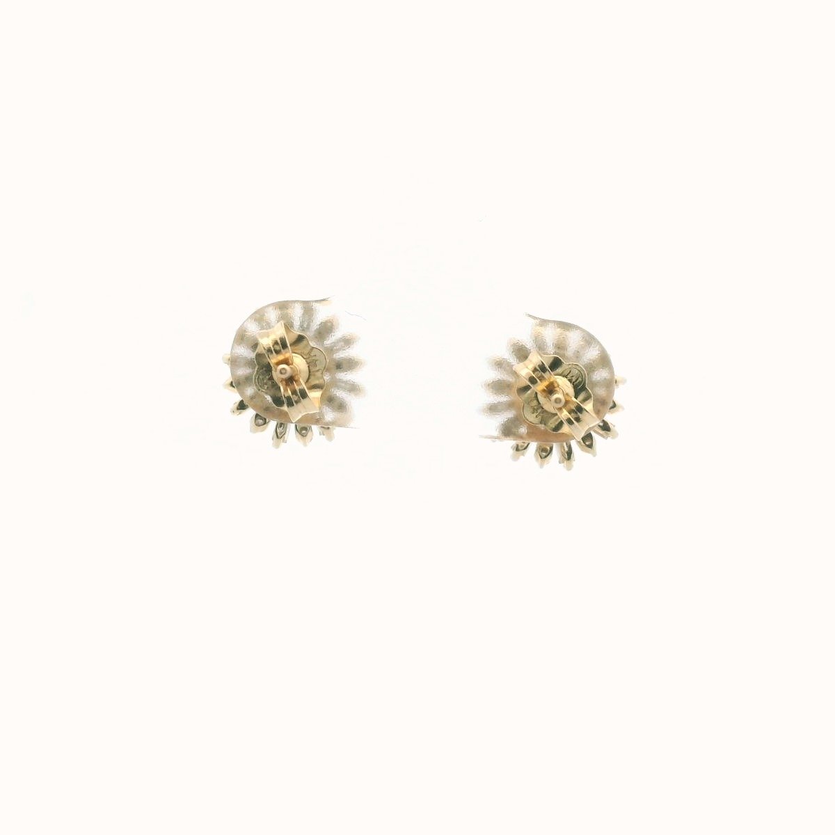 14K Yellow Gold Diamond Cluster Earrings