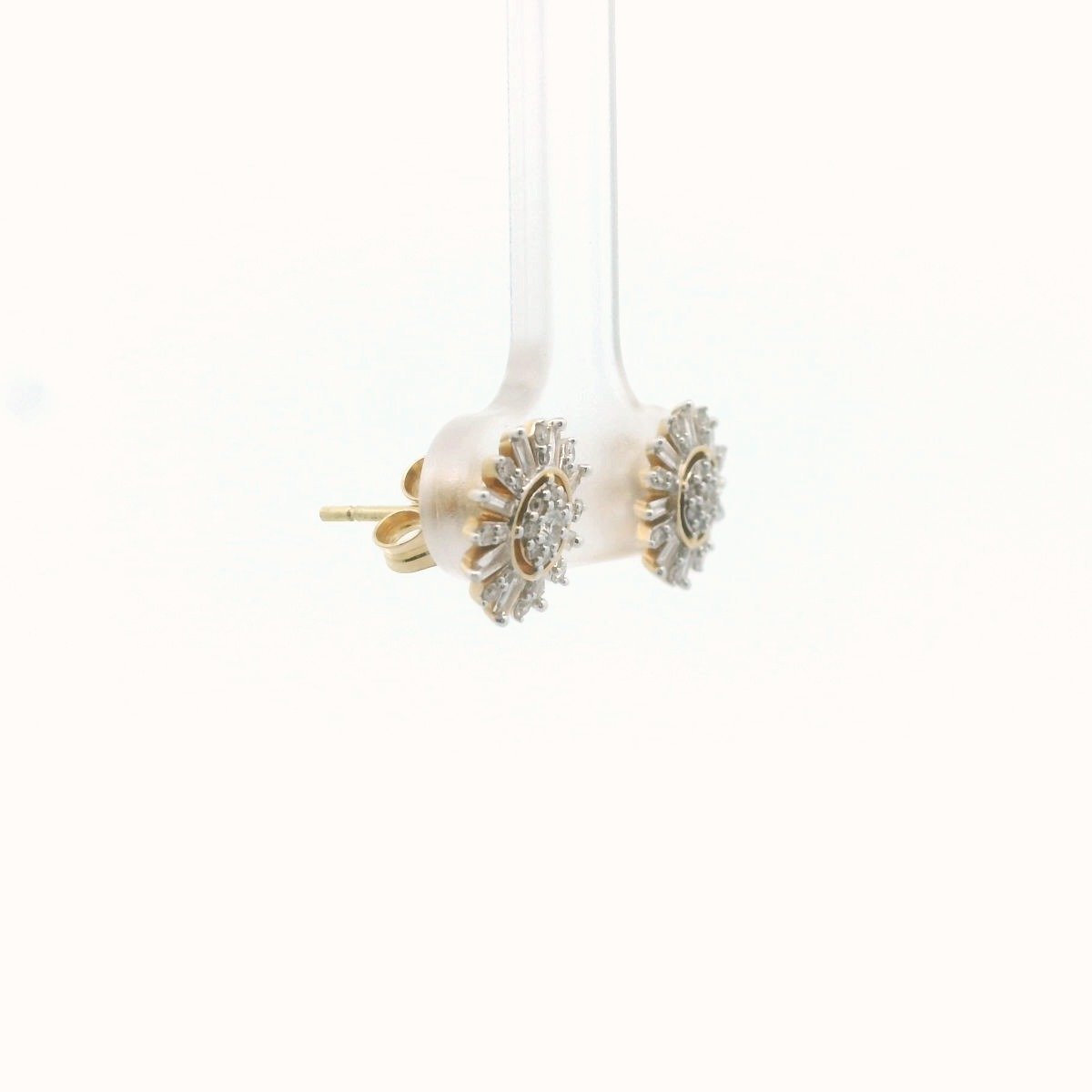 14K Yellow Gold Diamond Cluster Earrings