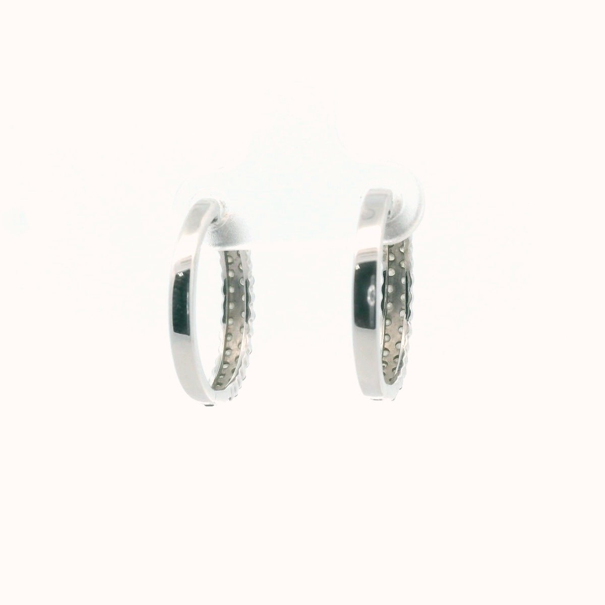 14K White Gold Diamond Hoop Earrings