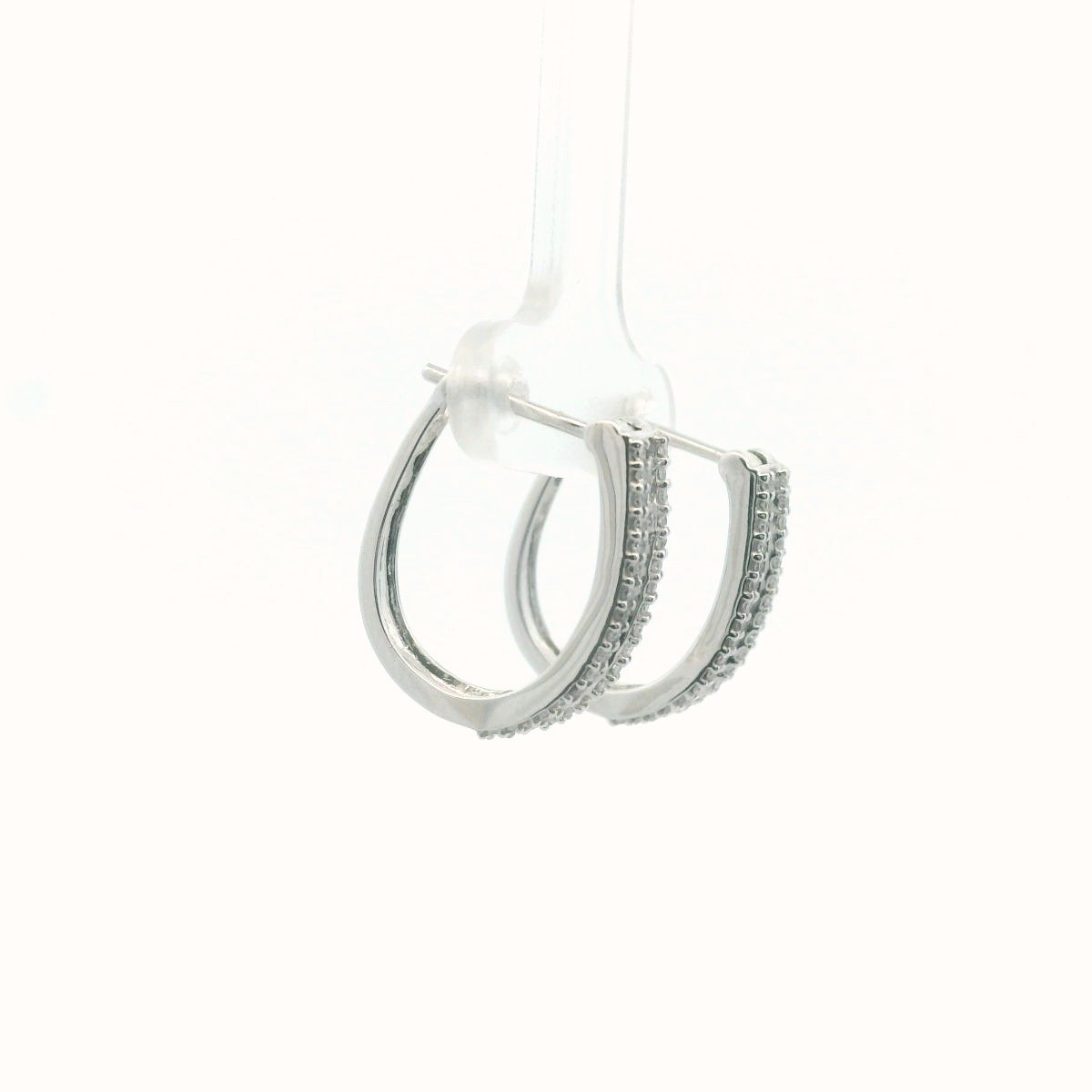 14K White Gold Diamond Hoop Earrings