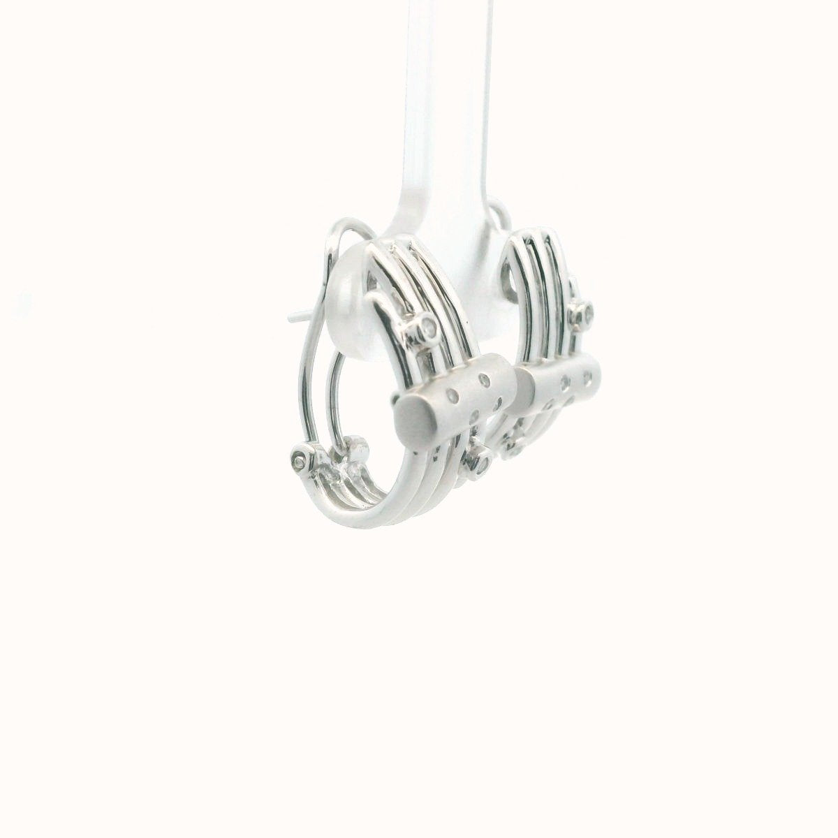 Modern 14K White Gold Diamond Earrings