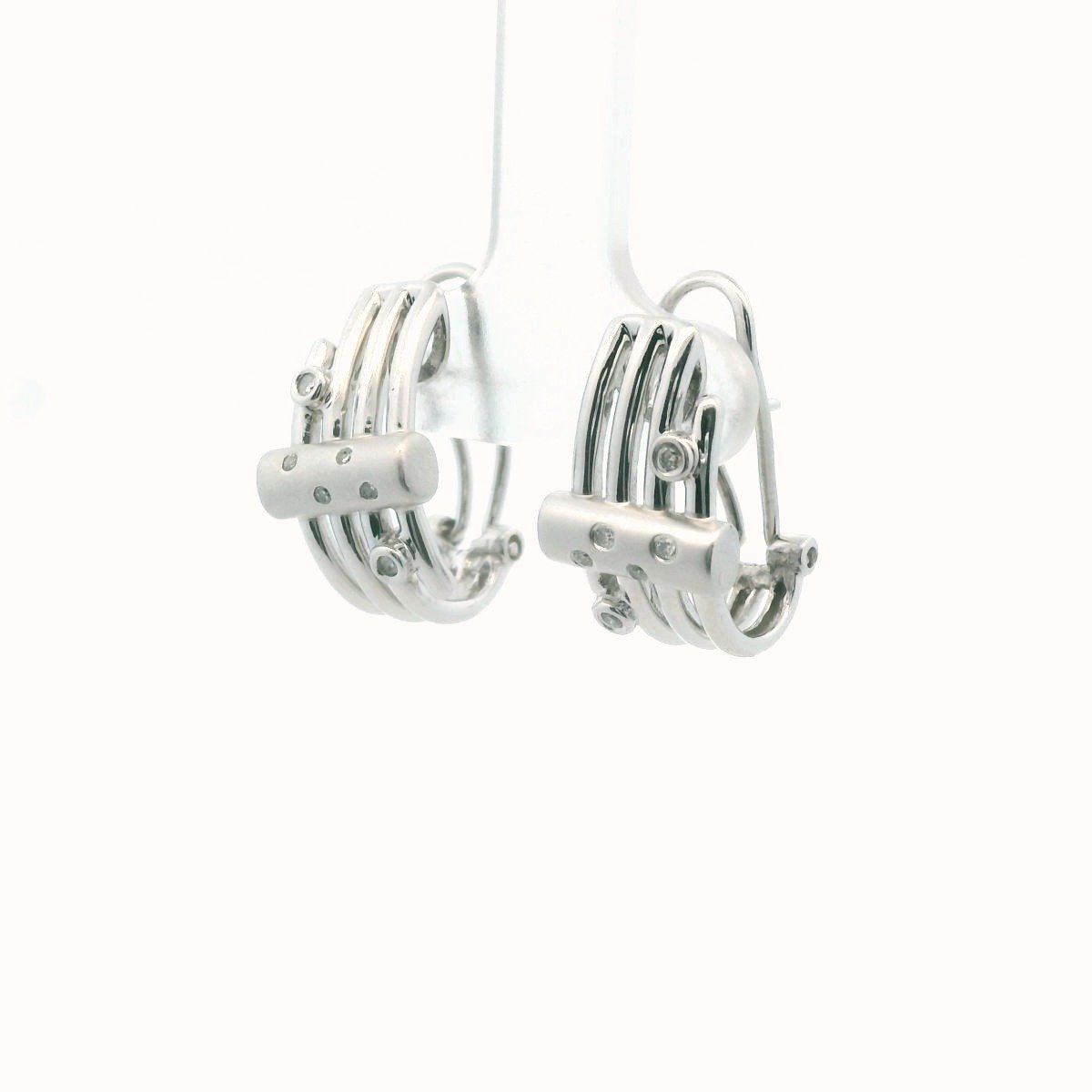 Modern 14K White Gold Diamond Earrings