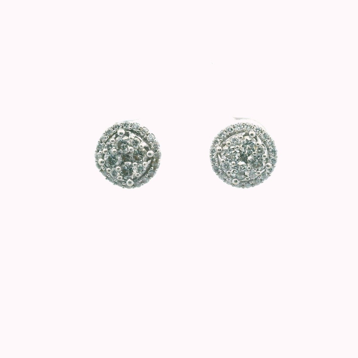 10K White Gold Diamond Halo Earrings
