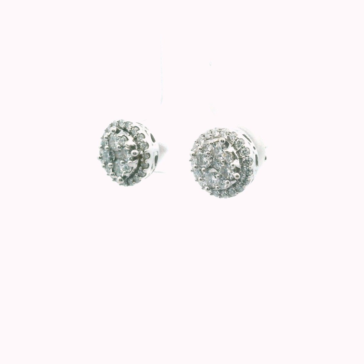 10K White Gold Diamond Halo Earrings