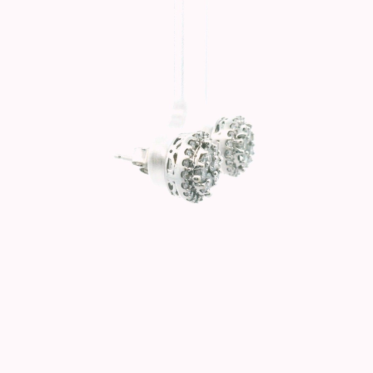10K White Gold Diamond Halo Earrings