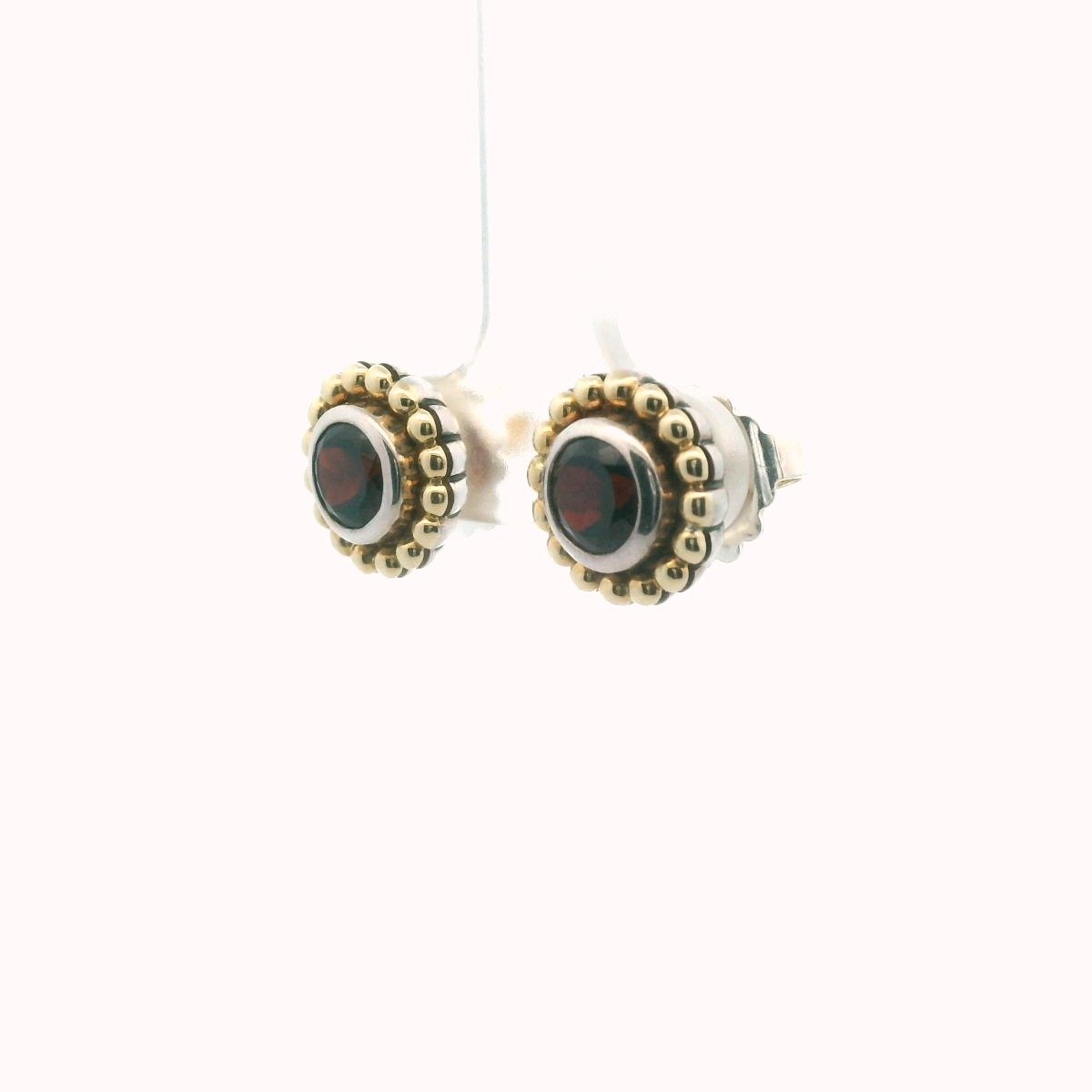 Lagos 18K Yellow Gold & Sterling Silver Garnet Caviar Earrings