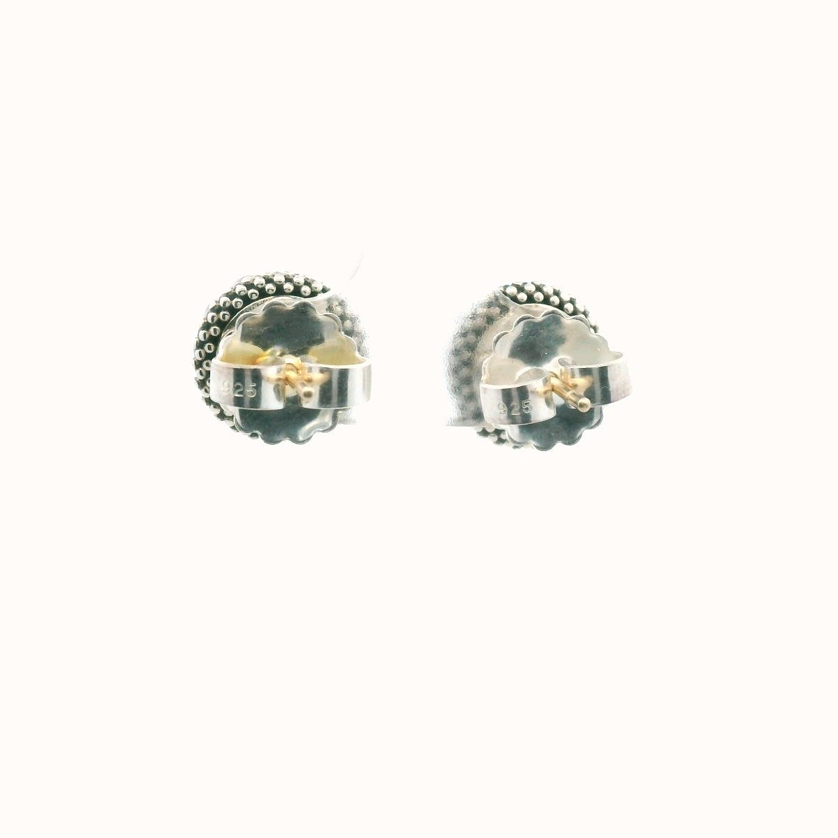 Lagos 14K Gold & Sterling Silver Diamond & Amethyst Caviar Earrings