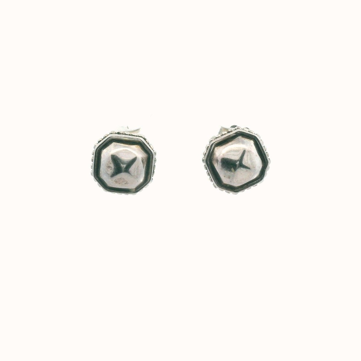 Lagos Sterling Silver Facet Rock Metal Earrings
