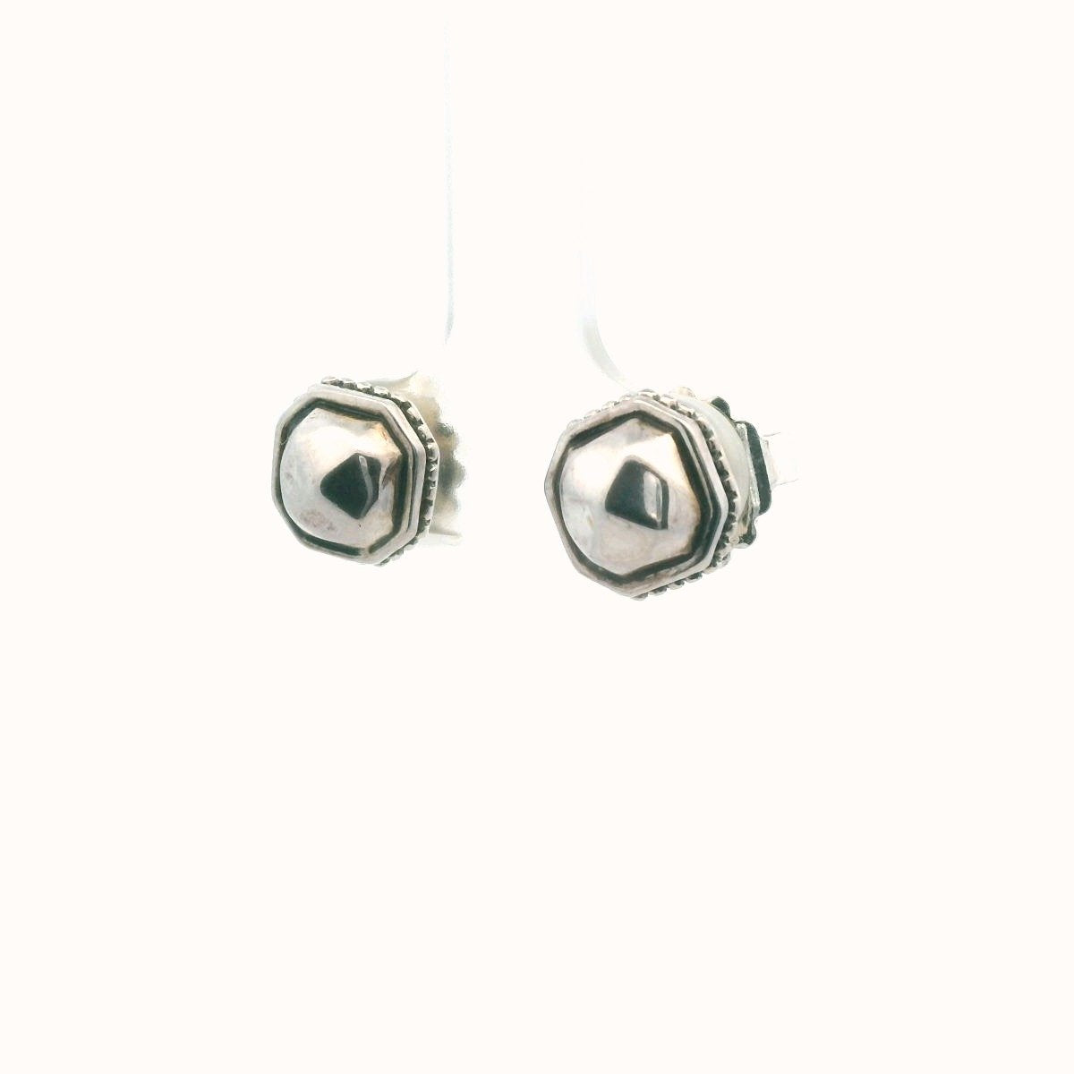 Lagos Sterling Silver Facet Rock Metal Earrings