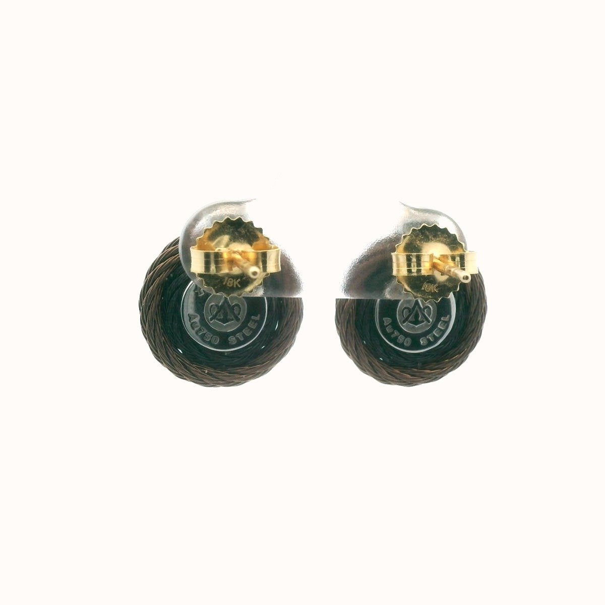 Alor 18k Gold & Steel Cable Diamond Circle Earrings