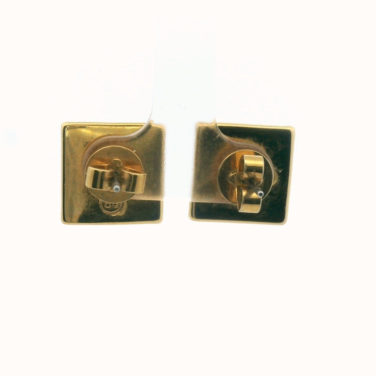 Alexis Bittar Gold Plated Base Metal Carved Lucite Pyramid Earrings