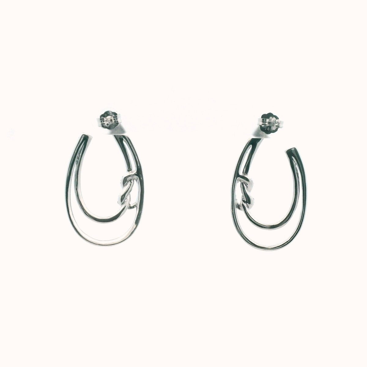 14K White Gold Diamond Swag Knot Design Earrings