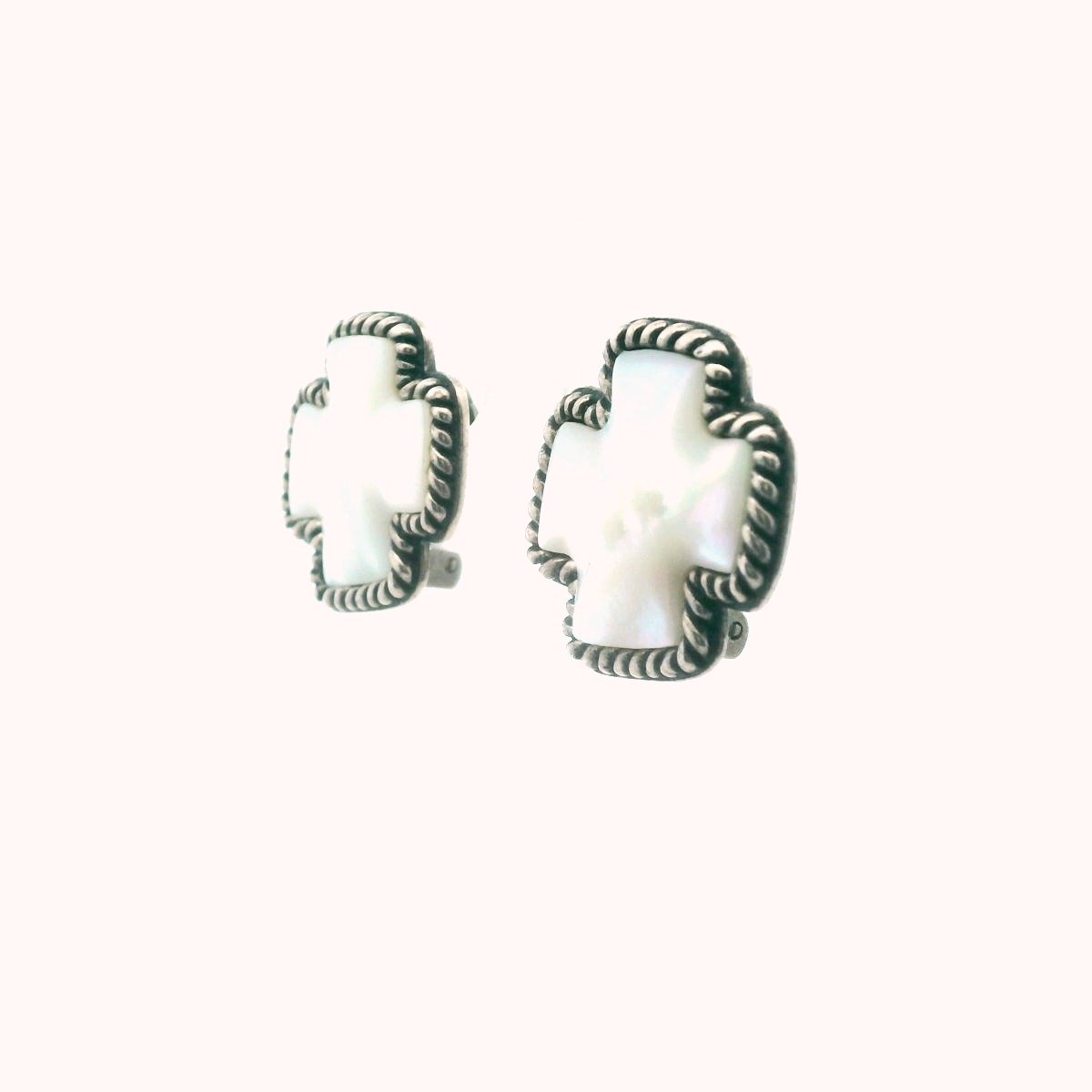 Carolyn Pollack Sterling Silver Mother of Pearl Cross Earrings